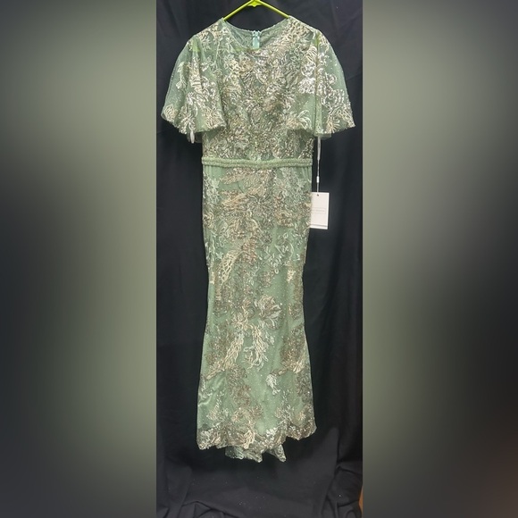 Mac Duggal 20438 NWT Embellished Flutter Sleeve High Neck Gown - Picture 3 of 9